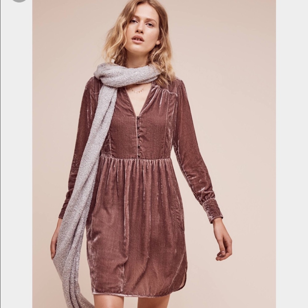 🆕 Anthropologie Velvet Shirtdress dress XXSP